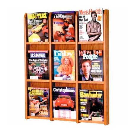 Wooden Mallet 9 Pocket Oak & Acrylic Wall Rack Medium Oak MM-9MO